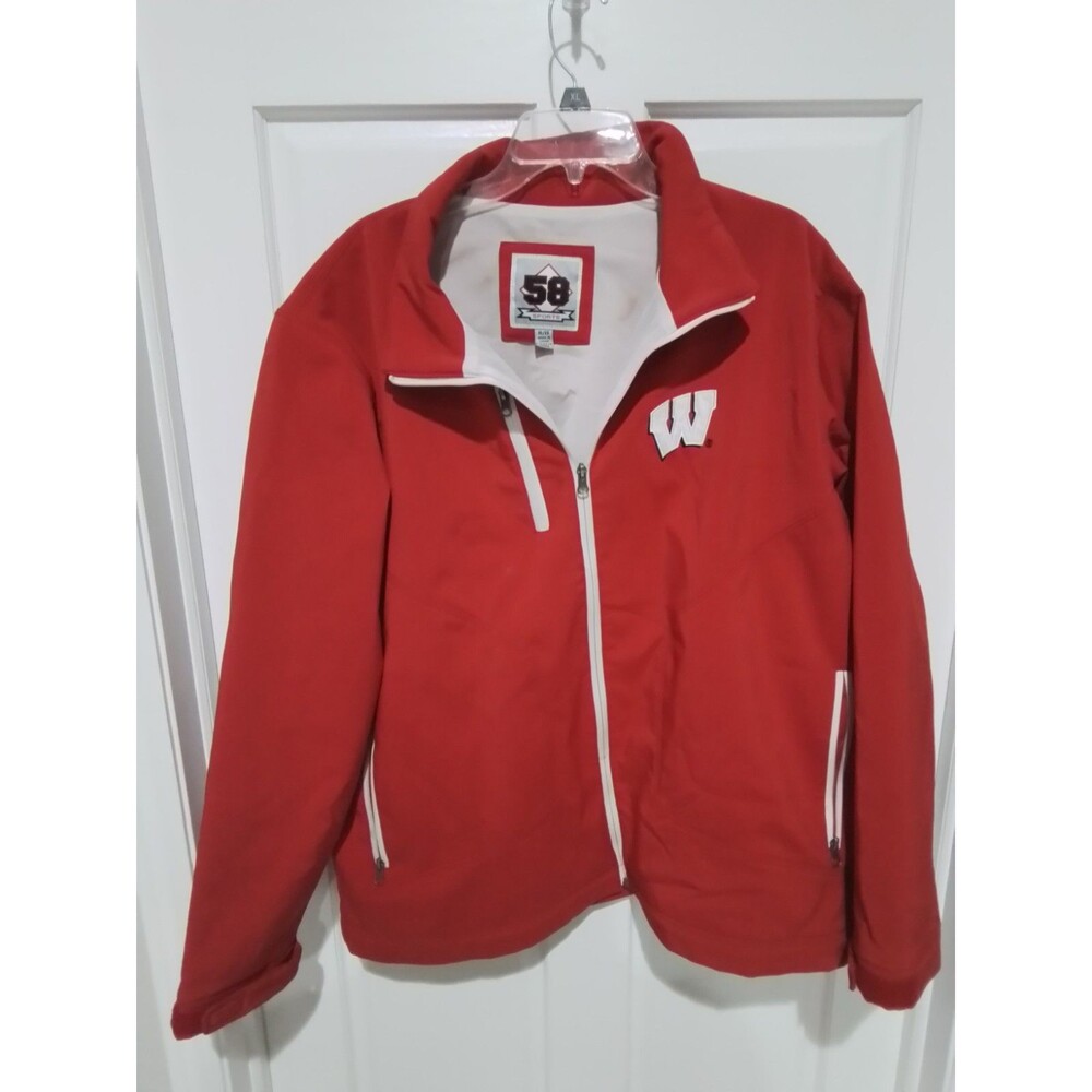WISCONSIN BADGERS RED ZIP UP JACKET. 58 SPORTS BRAND. SIZE XL. LIKE NEW!